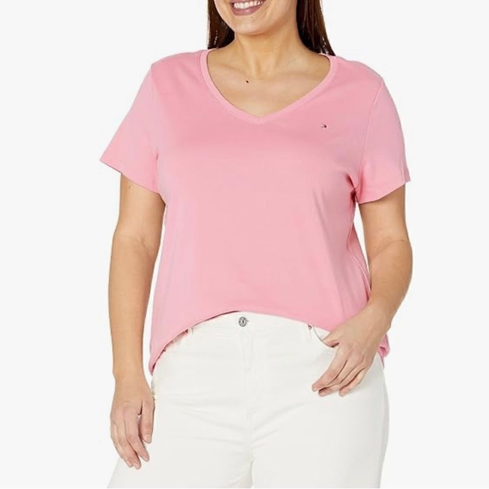 Tommy Hilfiger V neck Dark‎ Pink Tee shirt Size 1X